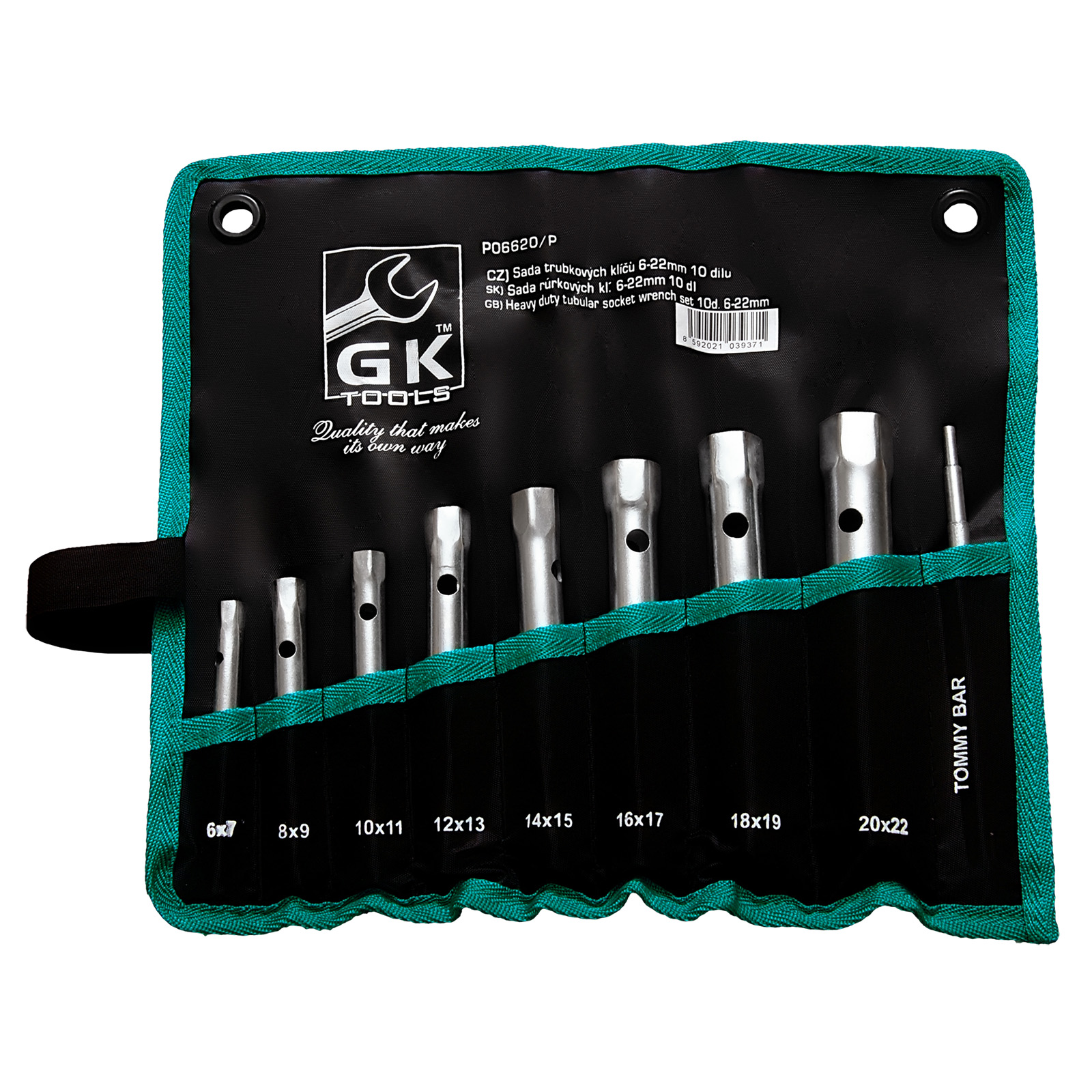GK TOOLS Sada trubkových klíčů 6-22 mm | 9 dílů, textilní obal