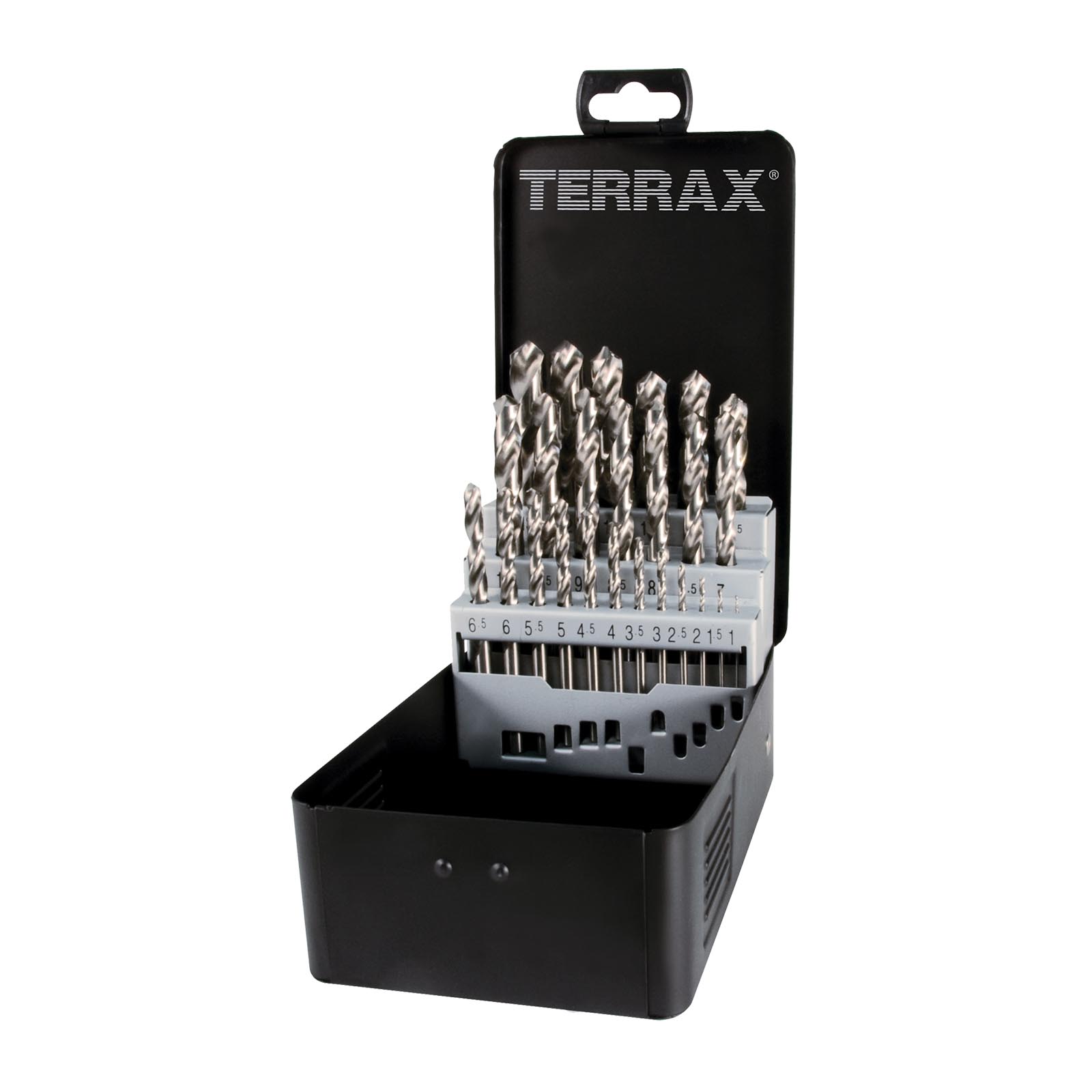 RUKO Sada vrtáků do kovu vybrušované Terrax - kovový obal | 1,5-13 mm 25 dílů