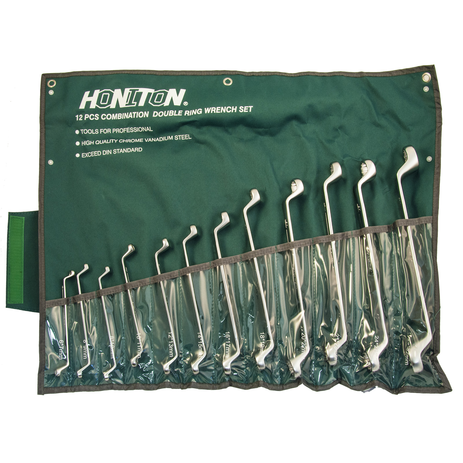 HONITON Sada očkových klíčů vyhnutých 12 dílů | 6-32 mm, textilní obal
