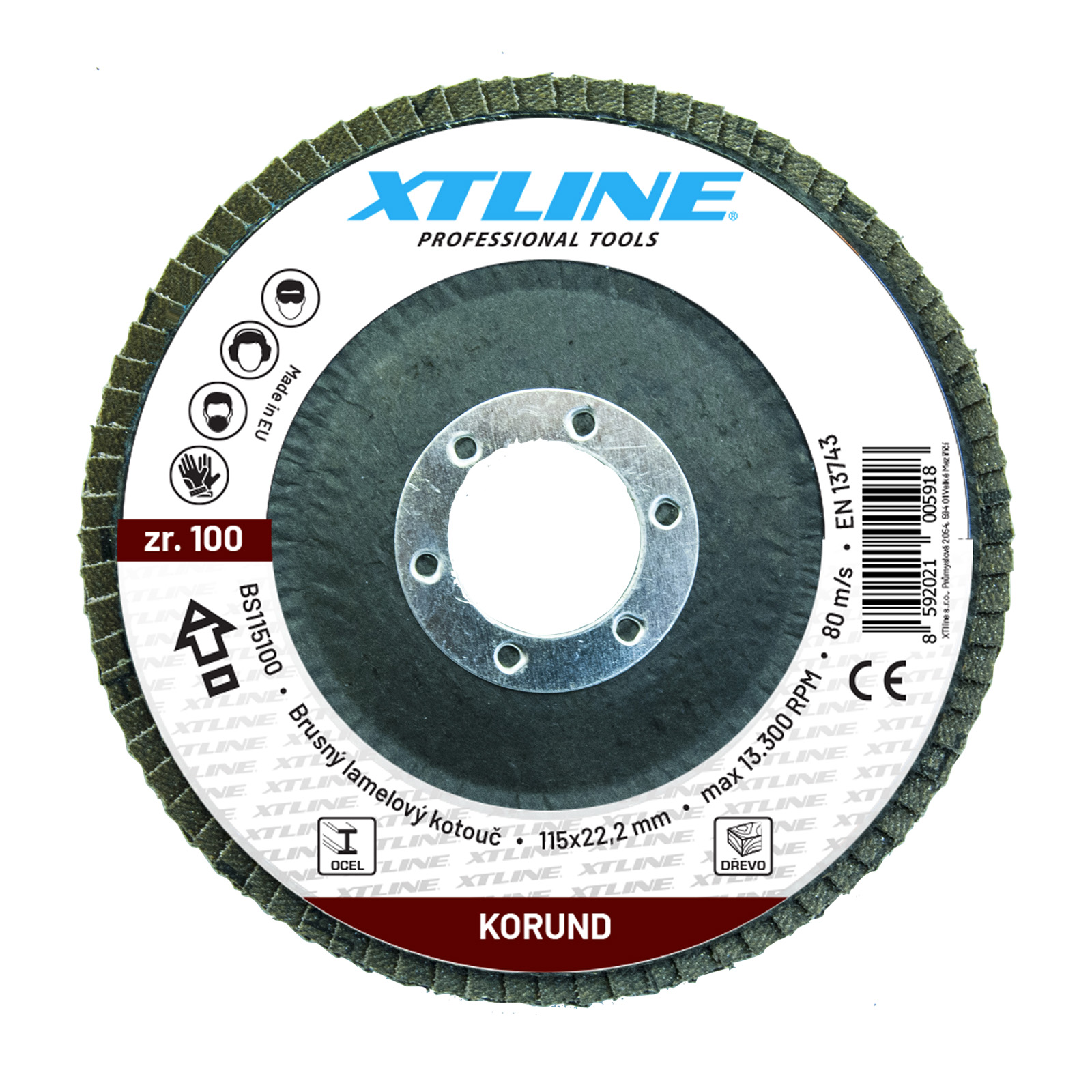 XTLINE Kotouč brusný lamelový korund | 125 mm zr. 100