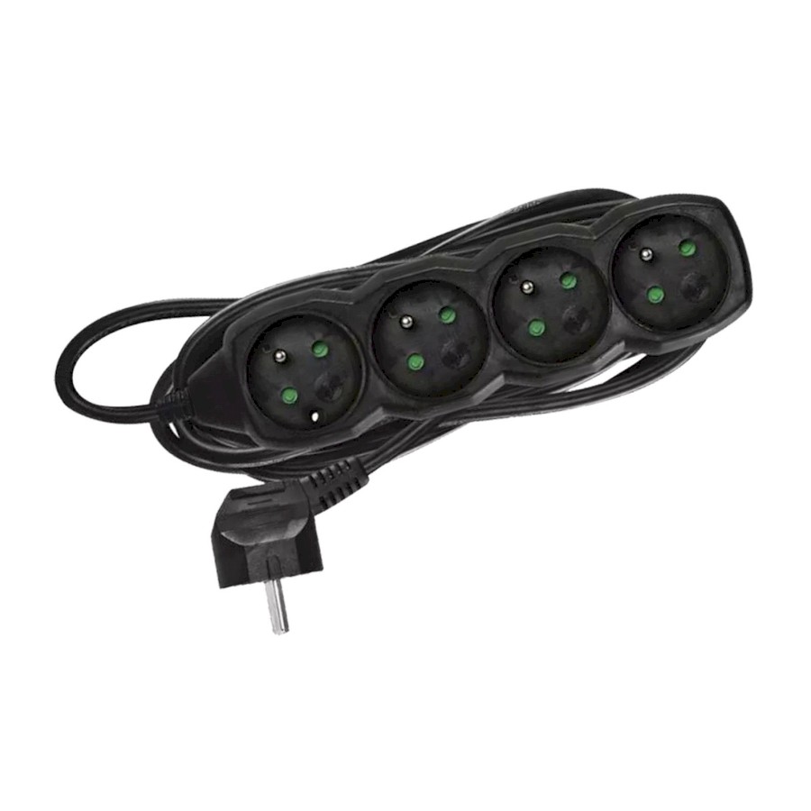 EMOS Prodlužovací kabel | černý 4 zásuvky, 230 V / 5 m, (1 mm²)