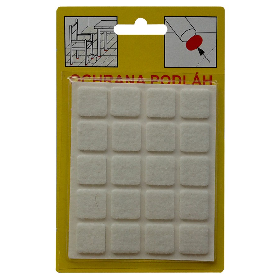 Filcová ochrana samolepící 105B - bílá 28x28x3 mm
