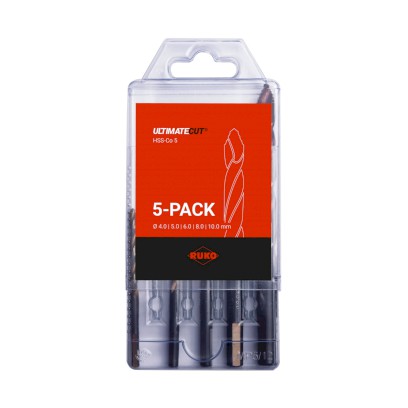 RUKO Sada vrtáků do kovu HSS-G Co 5 se špičkou Flowstep 5 dílů | 4-10 mm, blistr