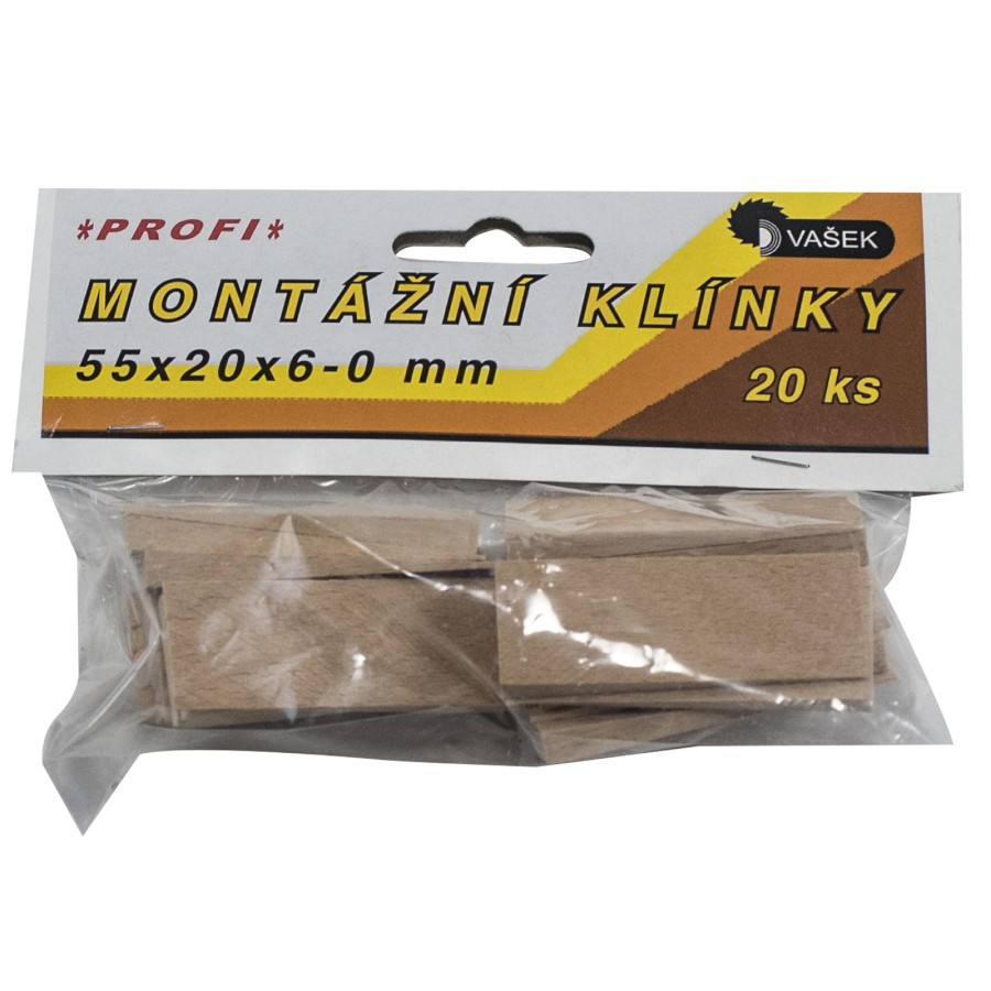 Klínky montážní dřevěné podlahové | 55x20x6-0 mm 1bal/20ks